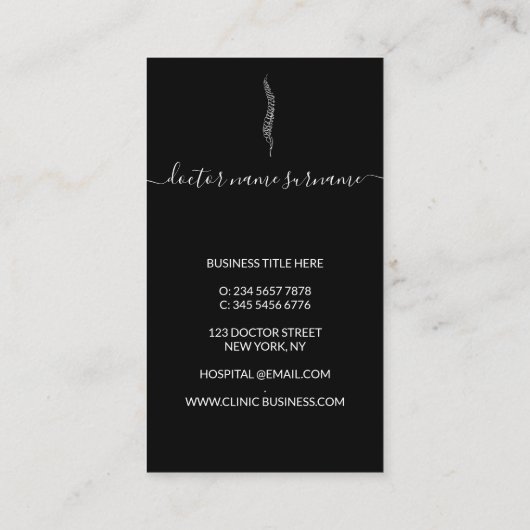 脊椎整形外科医病院 名刺 (裏面)