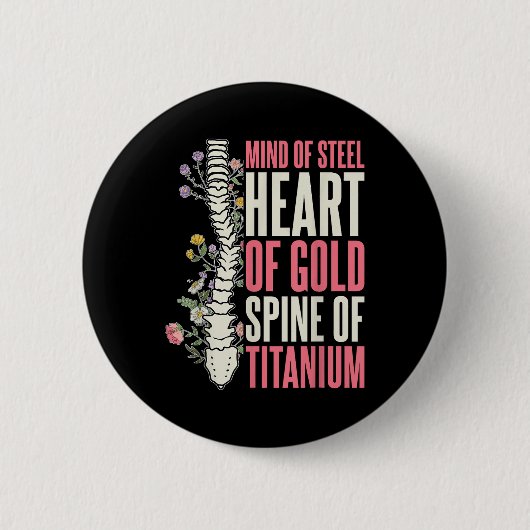 脊椎症戦士の脊椎症外科的回復 缶バッジ (正面)