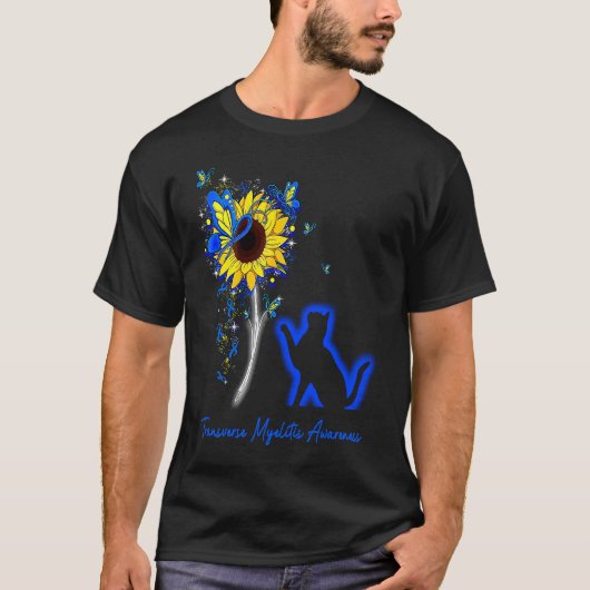 脊髄横断炎啓発 ヒマワリ蝶々C Tシャツ (正面)