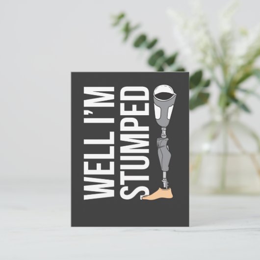 脚おもしろい切断プロテーゼユーモア ポストカード (スタンド正面)