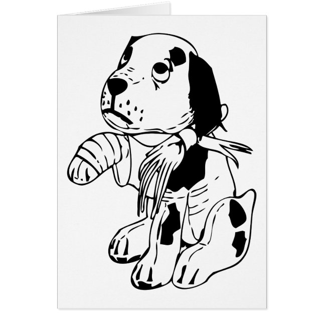 脚が折れた悲しい犬 (正面)