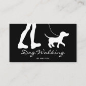 脚と小さな犬の白黒ドッグウォーカー 名刺 (正面)