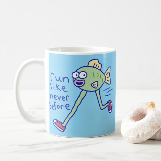 脚のある面白い走る魚 コーヒーマグカップ (ドーナツ)