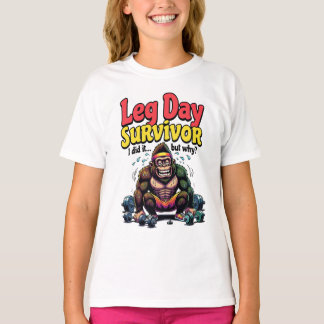 脚の日サバイバー 筋トレ後のゴリラ Tシャツ
