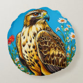 脚の粗いタカの鳥 ラウンドクッション (裏面)