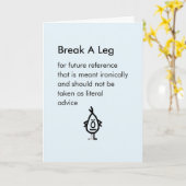 脚を壊す – 「おもしろい早く治してほしい」詩 カード (黄色い花)