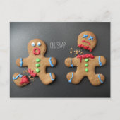 脚を骨折したショックを受けたジンジャーブレッドマン ポストカード (正面)