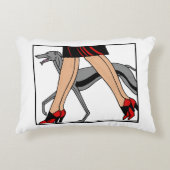 脚アールデコ女性グレイハウンドウィペット犬R アクセントクッション (正面)