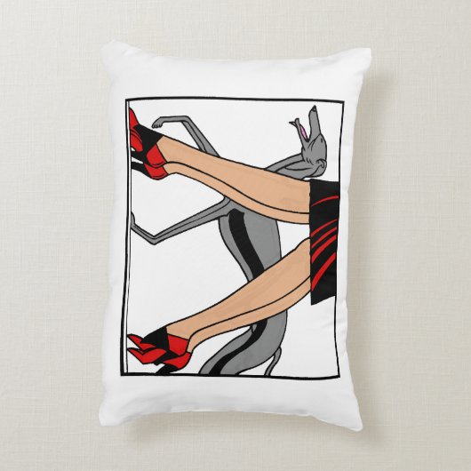 脚アールデコ女性グレイハウンドウィペット犬R アクセントクッション (裏面(縦))