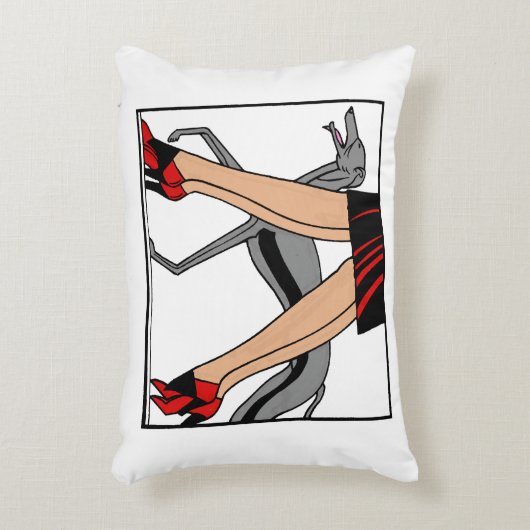 脚アールデコ女性グレイハウンドウィペット犬R アクセントクッション (正面(垂直))