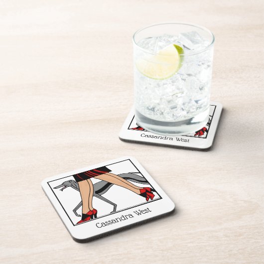 脚アールデコ女性グレイハウンドウィペット犬R コースター (右側)