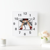 脚アールデコ女性グレイハウンドウィペット犬R スクエア壁時計 (ホーム)
