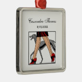 脚アールデコ女性グレイハウンドウィペット犬R メタルオーナメント (右)