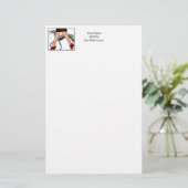 脚アールデコ女性グレイハウンドウィペット犬R 便箋 (スタンド正面)