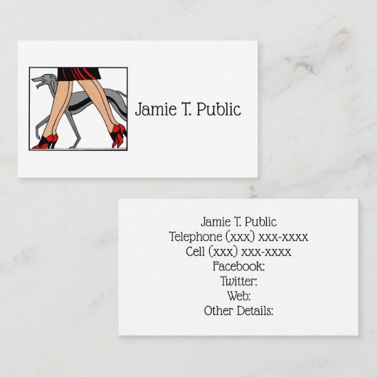 脚アールデコ女性グレイハウンドウィペット犬R 名刺 (正面/裏面)