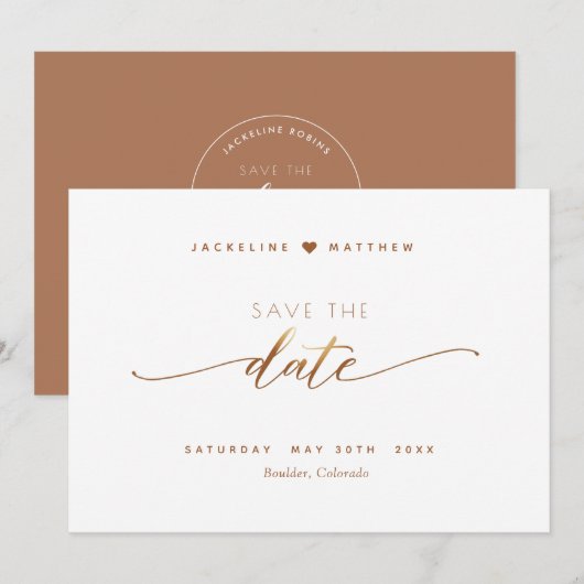 脚エレガント本、テラコッシンプルタ、結婚 セーブザデート (正面/裏面)