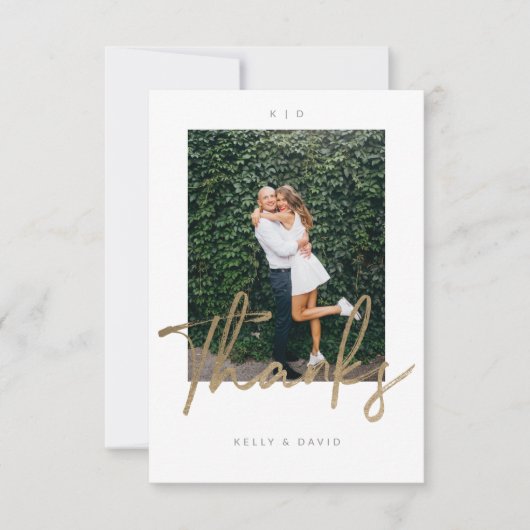 脚モダン本の写結婚真に感謝 サンキューカード (正面)