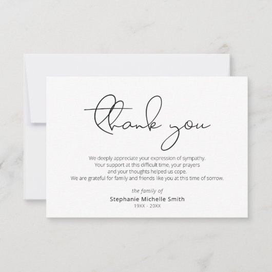 脚モダン本悔やみや弔慰ありがとうご葬儀用カード サンキューカード (正面)