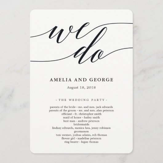 脚モダン本結婚式プログラム プログラム (正面)