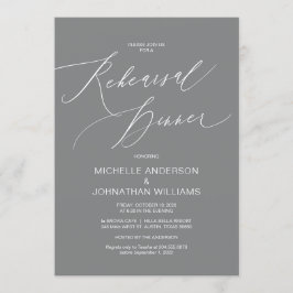 脚モダン本、グレー、結婚リハーサルディナー 招待状