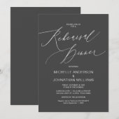 脚モダン本、濃いグレー、結婚リハーサルディナー 招待状 (正面/裏面)