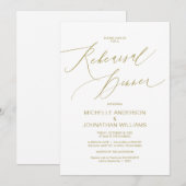 脚モダン本、金ゴールド、結婚リハーサルディナー 招待状 (正面/裏面)