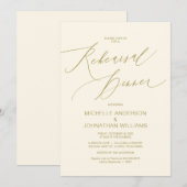 脚モダン本、金ゴールド、結婚リハーサルディナー 招待状 (正面/裏面)