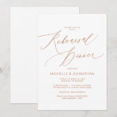 脚モダン本、銅、リ結婚ハーサルディナー 招待状 (正面/裏面)