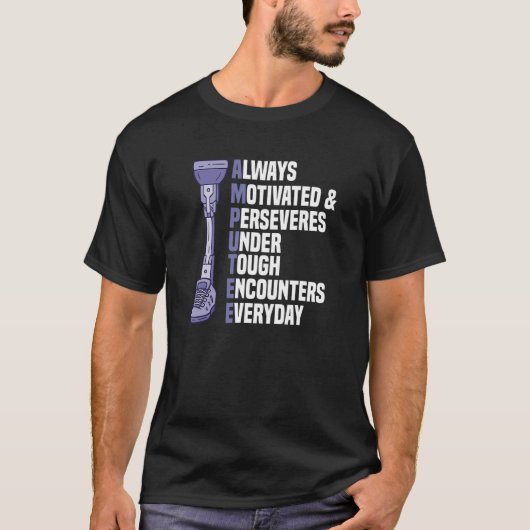 脚切断支持車いす義足 Tシャツ (正面)
