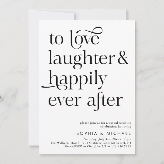 脚本の後ずっと楽しカジュアル結婚く 招待状 (正面)