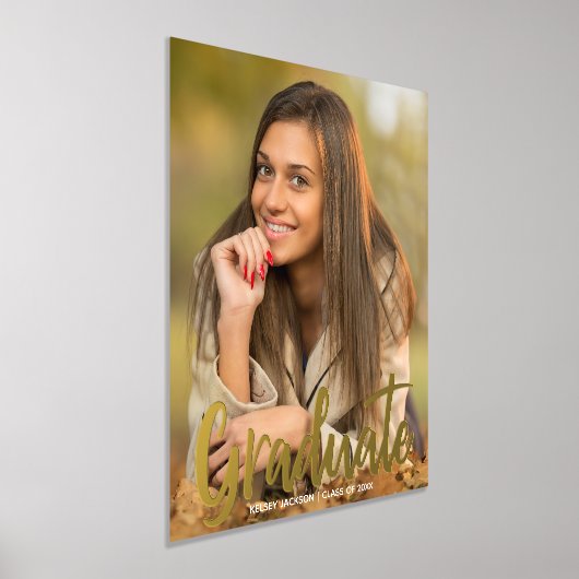 脚本はっきりした大学院写真卒業パーティー金ゴールド 箔ポスター (レイダウン)