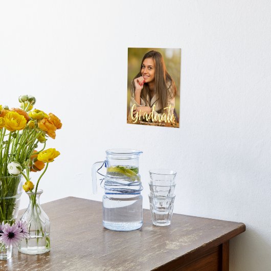 脚本はっきりした大学院写真卒業パーティー金ゴールド 箔ポスター (レイダウン (キッチン))