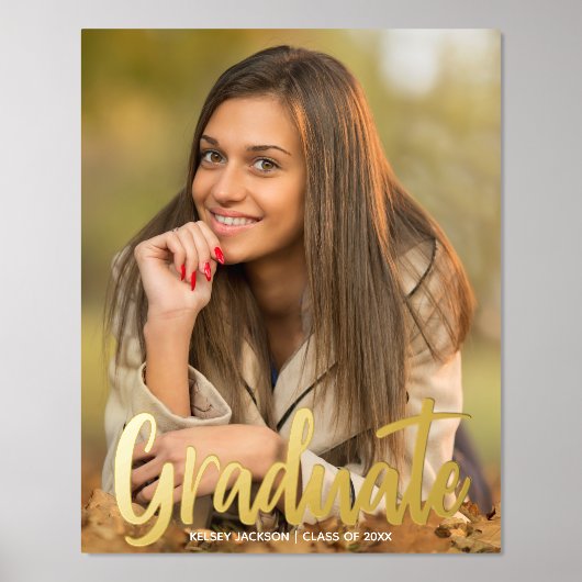 脚本はっきりした大学院写真卒業パーティー金ゴールド 箔ポスター (正面)