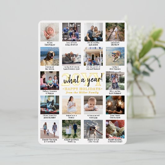 脚本を書いて一年だ18フォトコラージュとキャプション 箔シーズンカード (立ち正面)