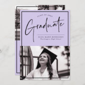 脚本を紫色で卒業する 案内状 (正面/裏面)