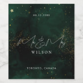 脚本エメラルドグリーンマジカル金ゴールド ワインラベル (シングルラベル)