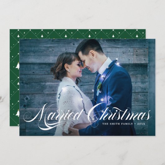 脚本エレガントが華やかなクリ結婚したスマス シーズンカード (正面/裏面)