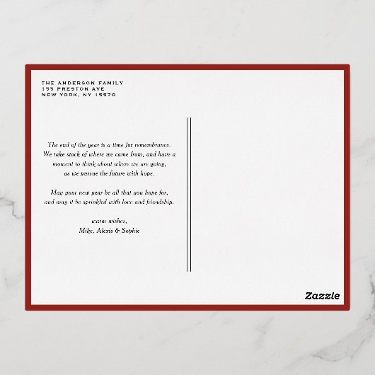 脚本エレガントが華やかな赤いメリークリスマス 箔シーズンポストカード (裏面)