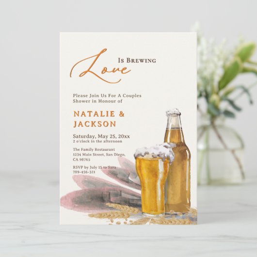 脚本エレガントの愛がカップルのシャワーを醸造 招待状 (スタンド正面)
