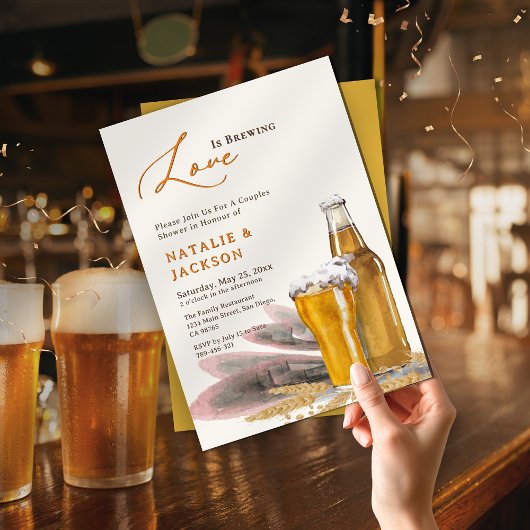 脚本エレガントの愛がカップルのシャワーを醸造 招待状