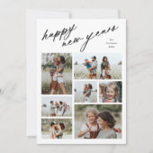 脚本エレガントタイポグラフィ7写真新年 シーズンカード (正面)