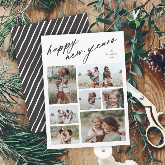 脚本エレガントタイポグラフィ7写真新年 シーズンカード