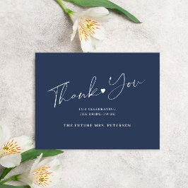 脚本エレガントブライダルシャワーネイビーブルー サンキューカード