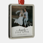 脚本エレガント写真の後ずっと楽し結婚く メタルオーナメント (右)