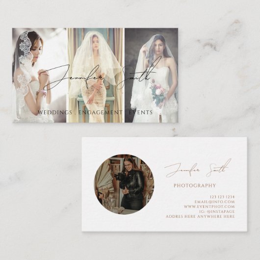 脚本エレガント撮影カスタム写真保 名刺 (正面/裏面)