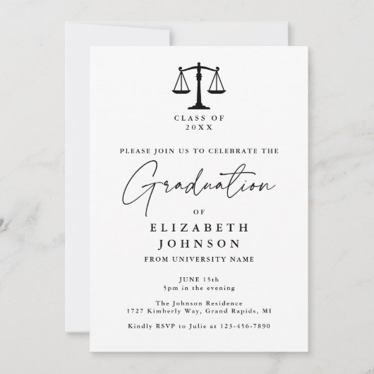 脚本エレガント法学校写真卒業会 招待状 (正面)