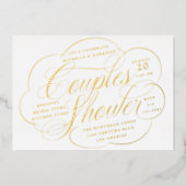 脚本エレガント雲がカップルのシャワーを飾る 箔招待状 (正面)