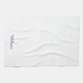 脚本カスタムネイビーブルー名モノグラムホワイト キッチンタオル (横)