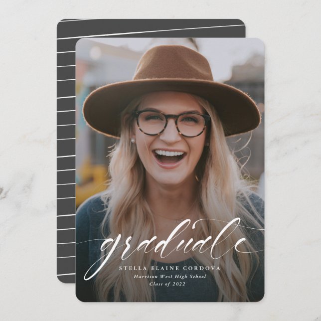 脚本シンプル卒業生のワンフォトグレー発表 (正面/裏面)