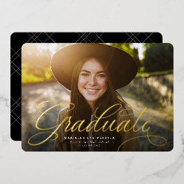 脚本シンプル金ゴールド卒業 箔招待状